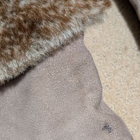 Sam Edelman Orlando suede knee high boots size 8.5M taupe faux fur cuffs pull on - Picture 12 of 13